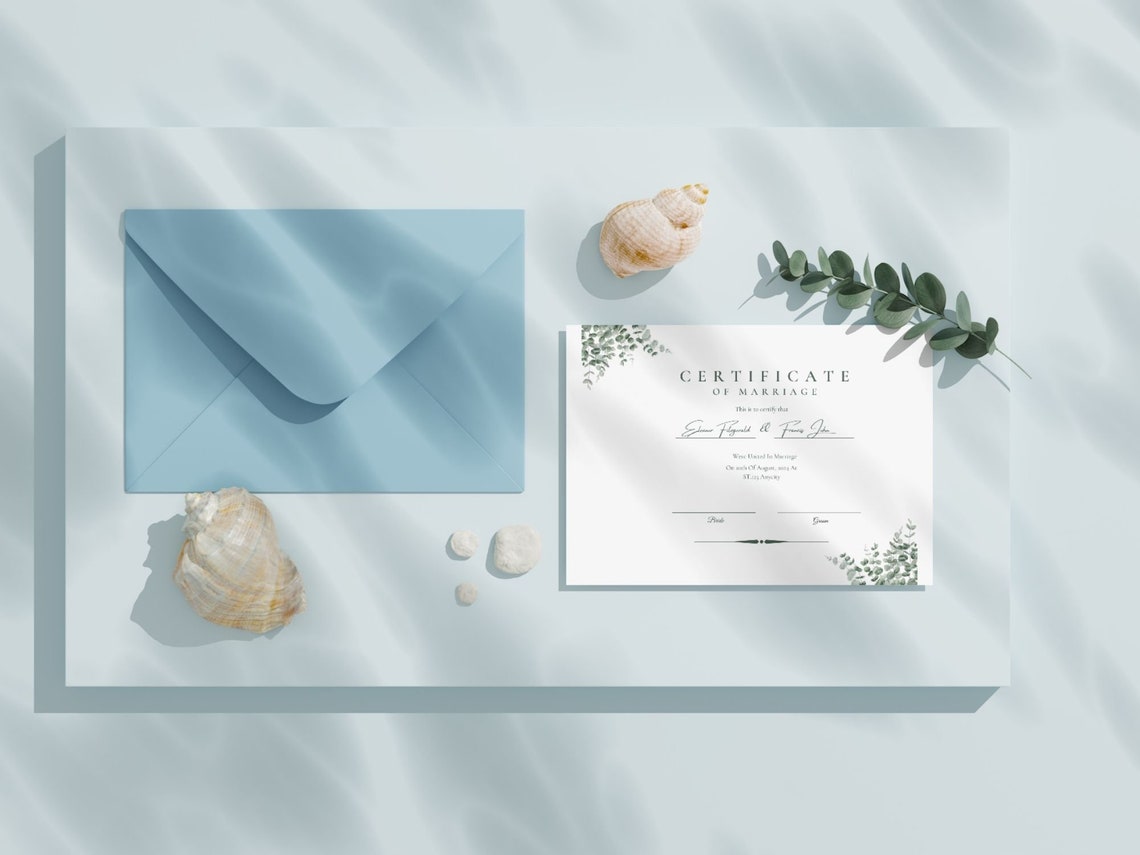 Marriage Certificate Template Eucalyptus Greenery Wedding Print - Image 4