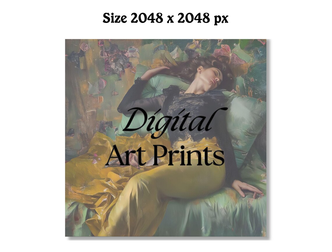 Decadent Young Woman Reclining Moody Vintage Portrait Oil Painting Poster - Image 4