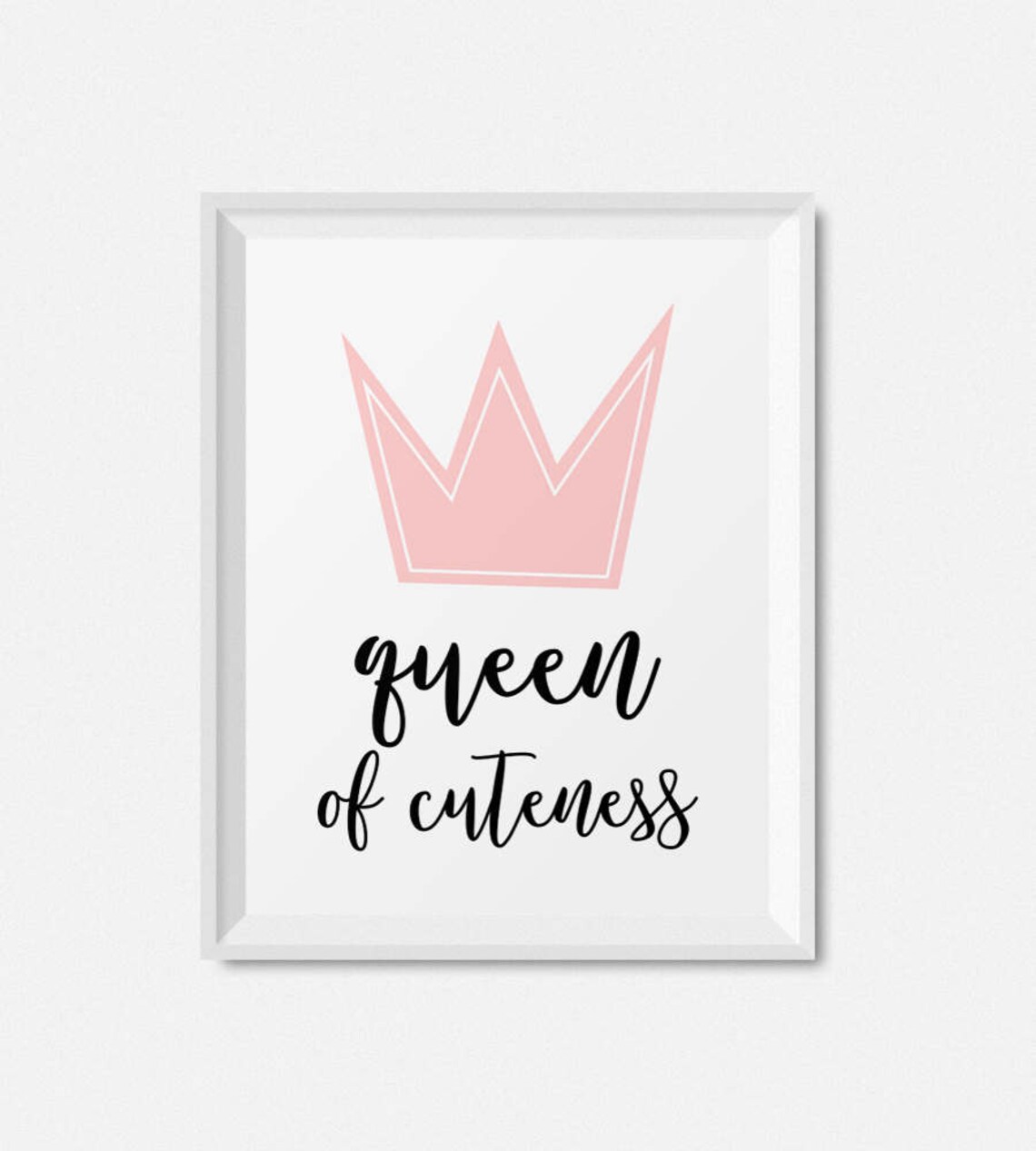 Queen Of Cuteness Pink Crown Girls Nursery Room Wall Art Print