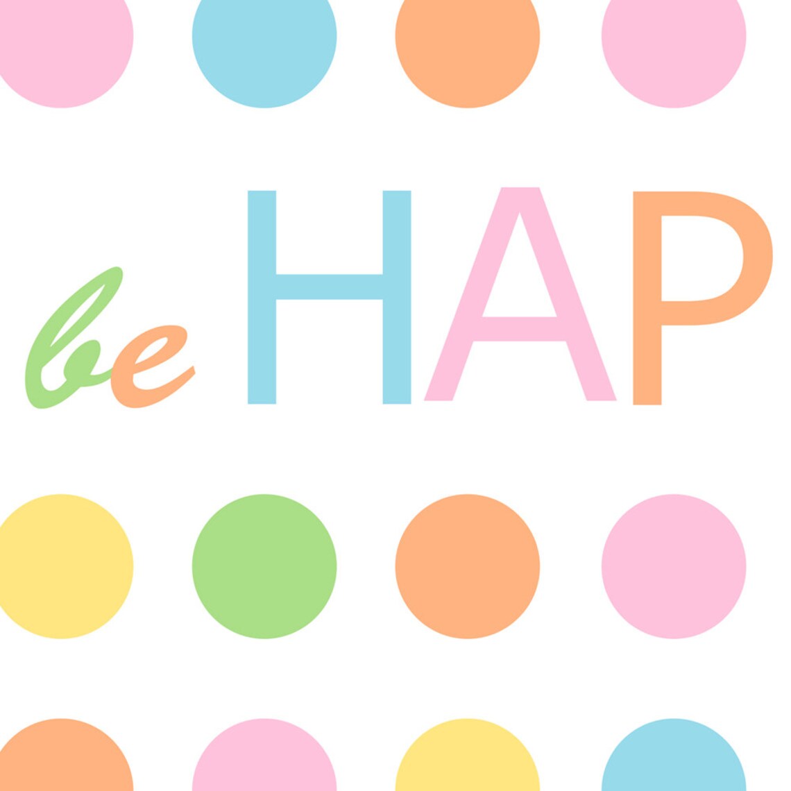 Be Happy Kids Wall Art Print, Nursery Playroom Quote - Image 3