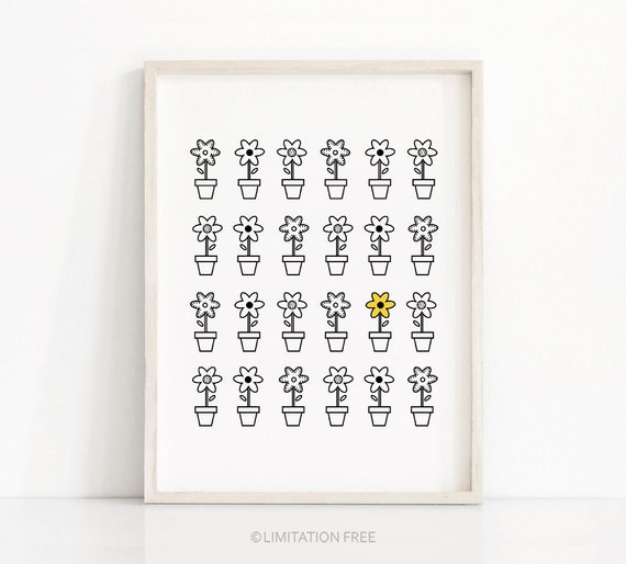 Sunflower Minimalist Botanical Flower Art Print