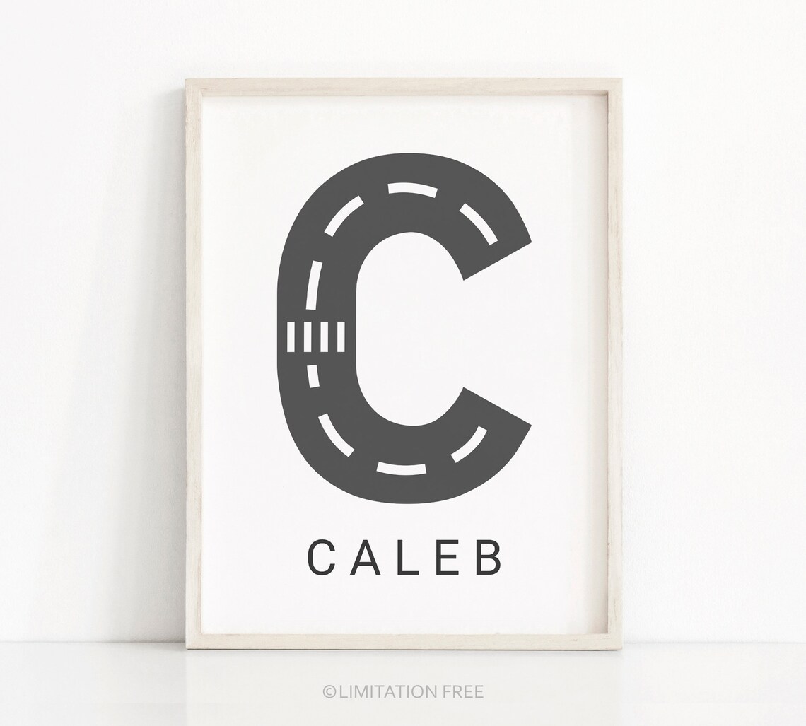 Road Letter Custom Name Print, Boys Room Decor