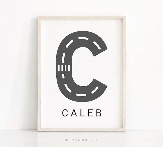 Road Letter Custom Name Print, Boys Room Decor