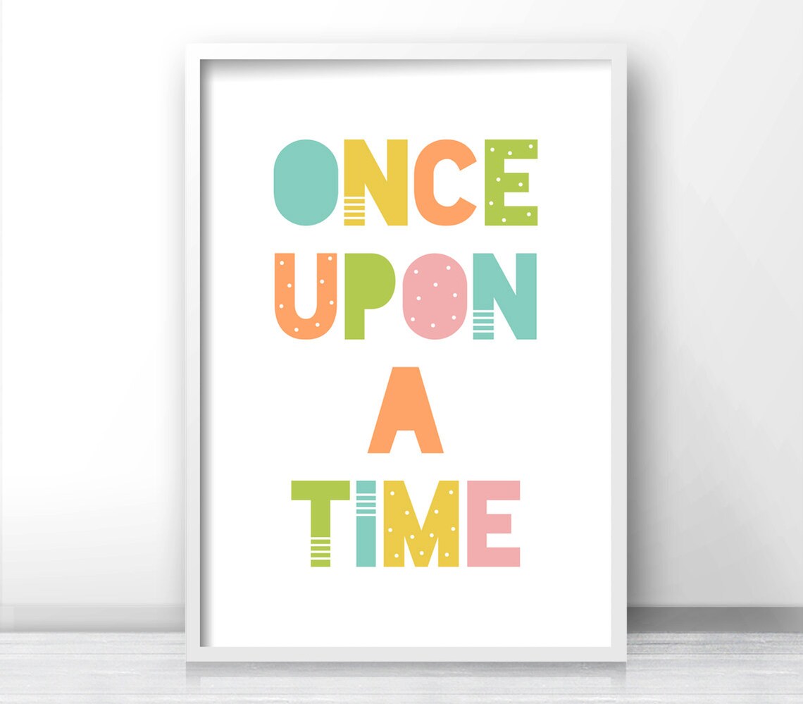 Once Upon A Time Far Far Away Quote Nursery Wall Poster Set Playroom Decor - Image 4