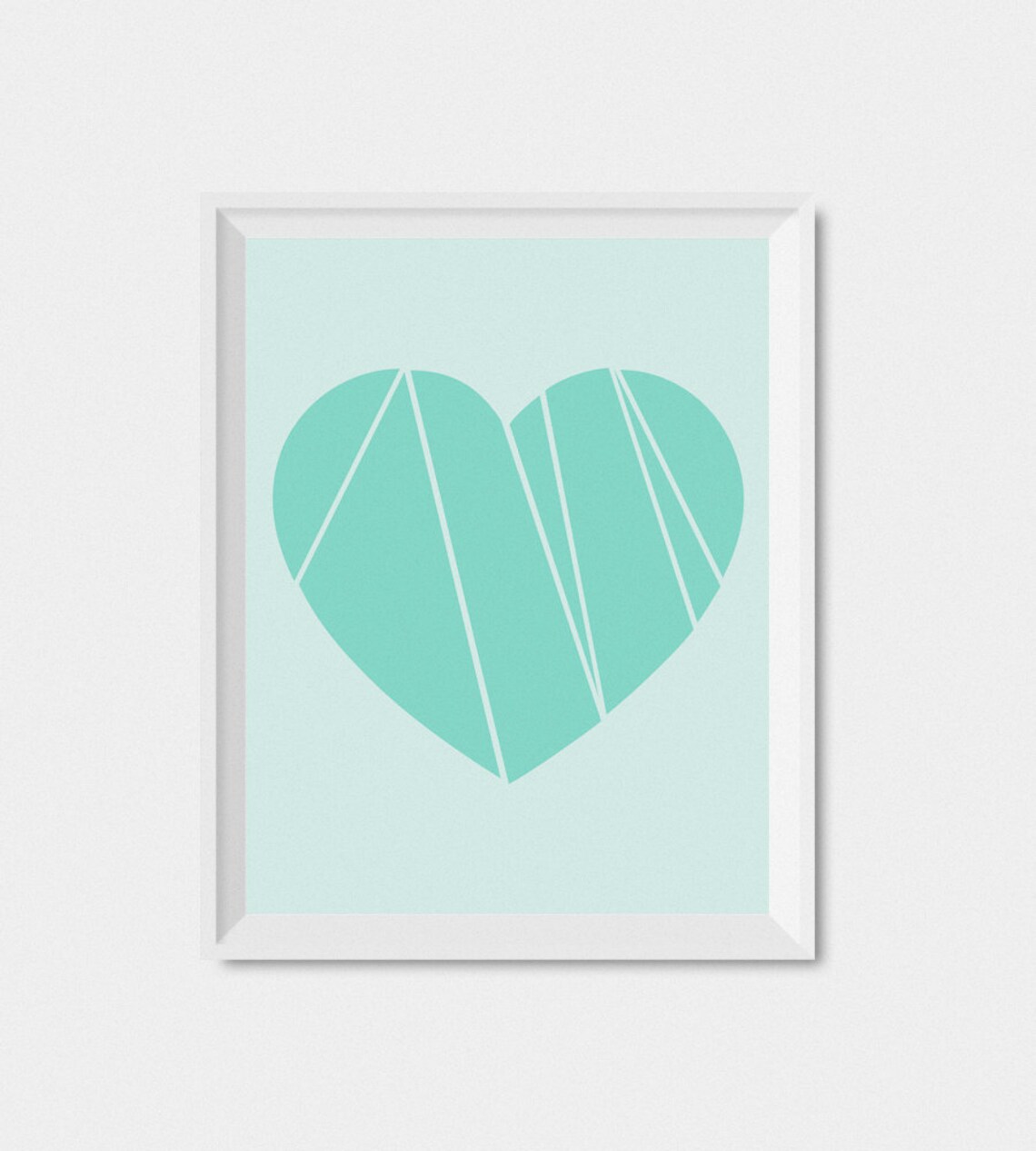 Mint Green Heart Art Print, Modern Home Decor - Image 2