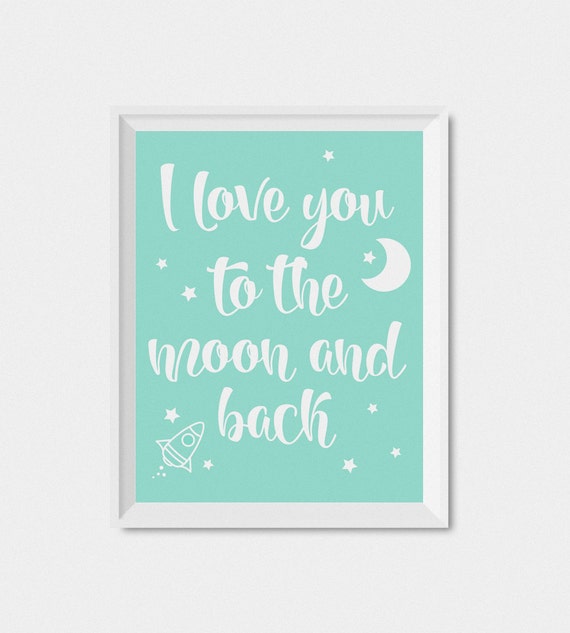Moon And Stars Nursery Quote, Gender Neutral Art Print