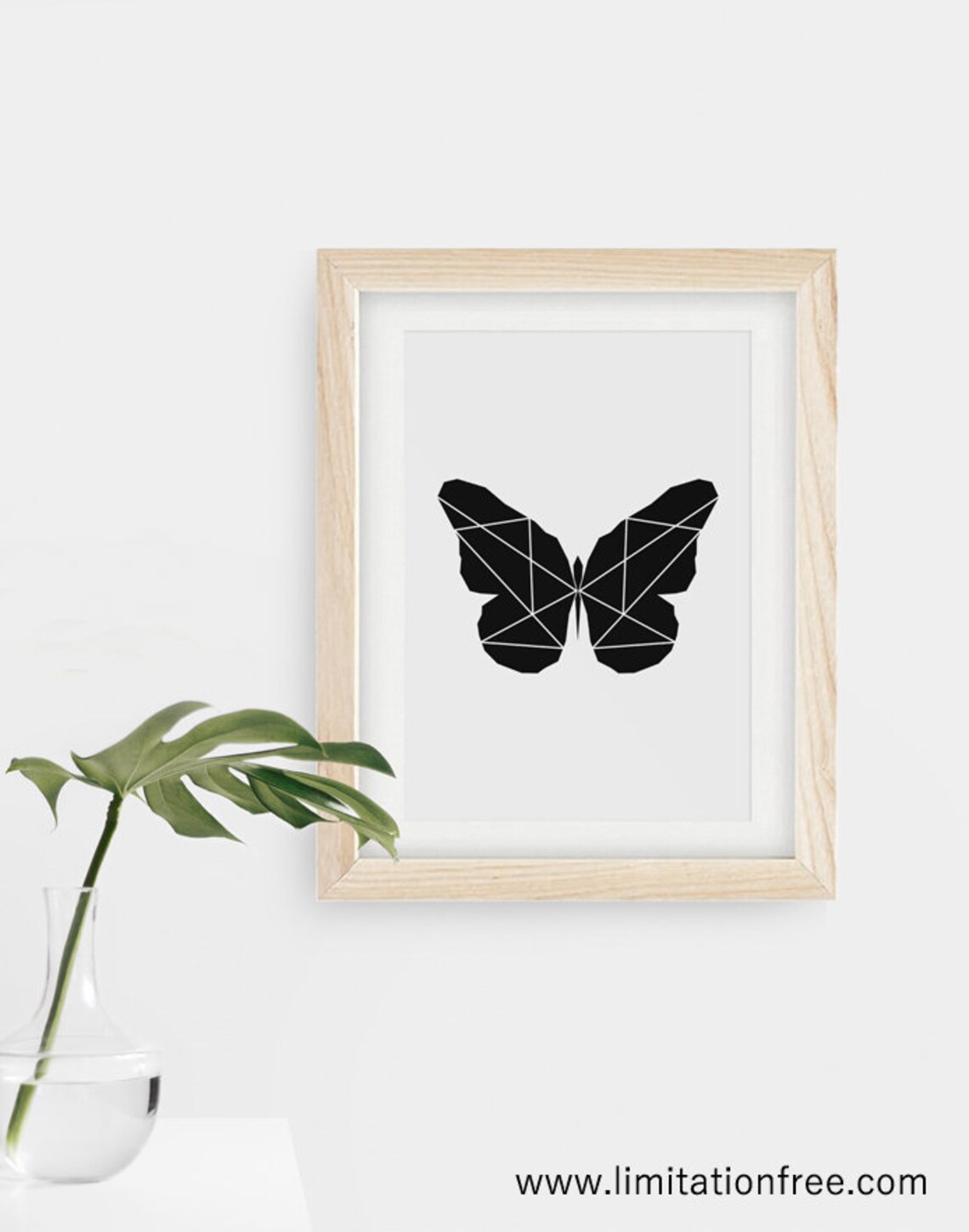 Butterfly Print, Black and White Geometric Art Print - Image 3