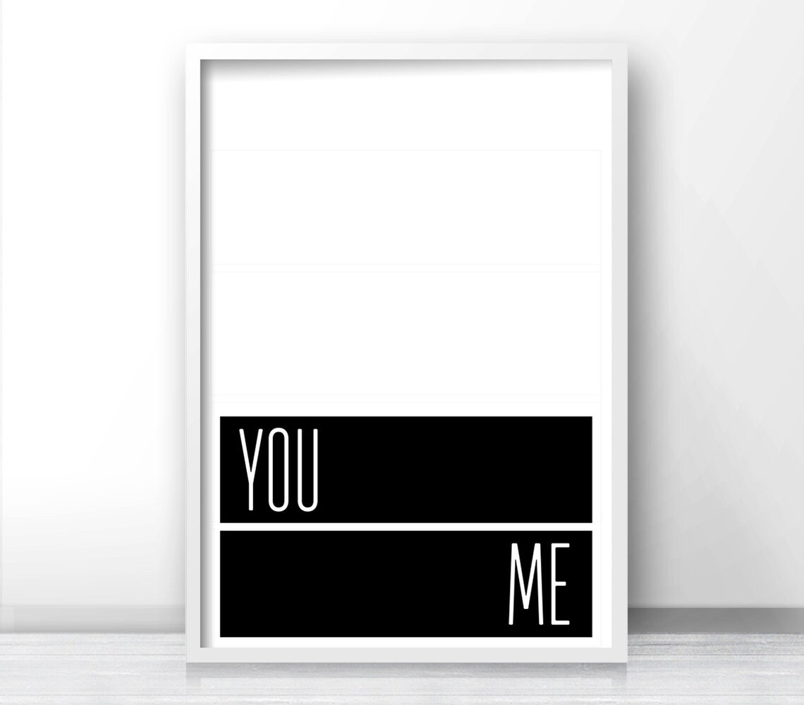 You And Me Minimalist Black Bar Couple Typography Love Wall Art Poster - Image 4