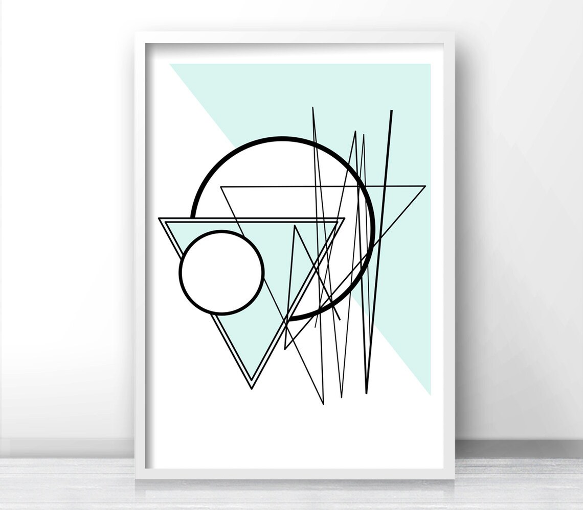 Abstract Geometric Art Print, Mint Green Decor - Image 4
