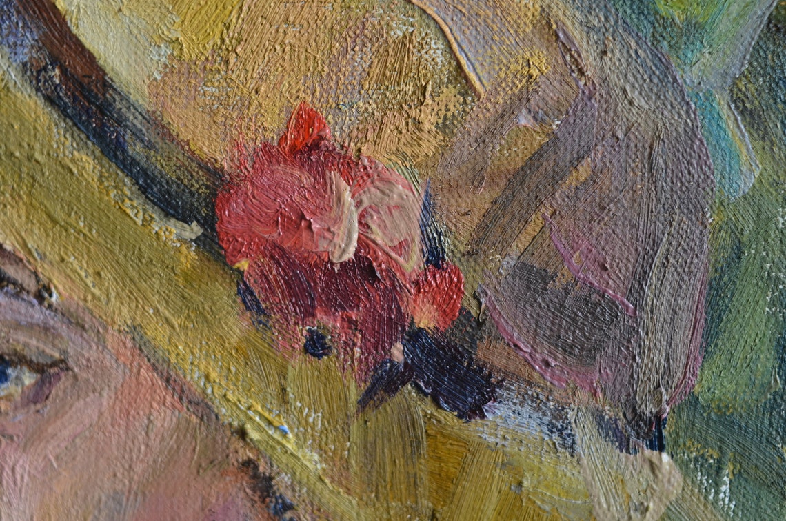 Girl In Yellow Straw Hat Impressionist Summer Portrait Wall Art - Image 2