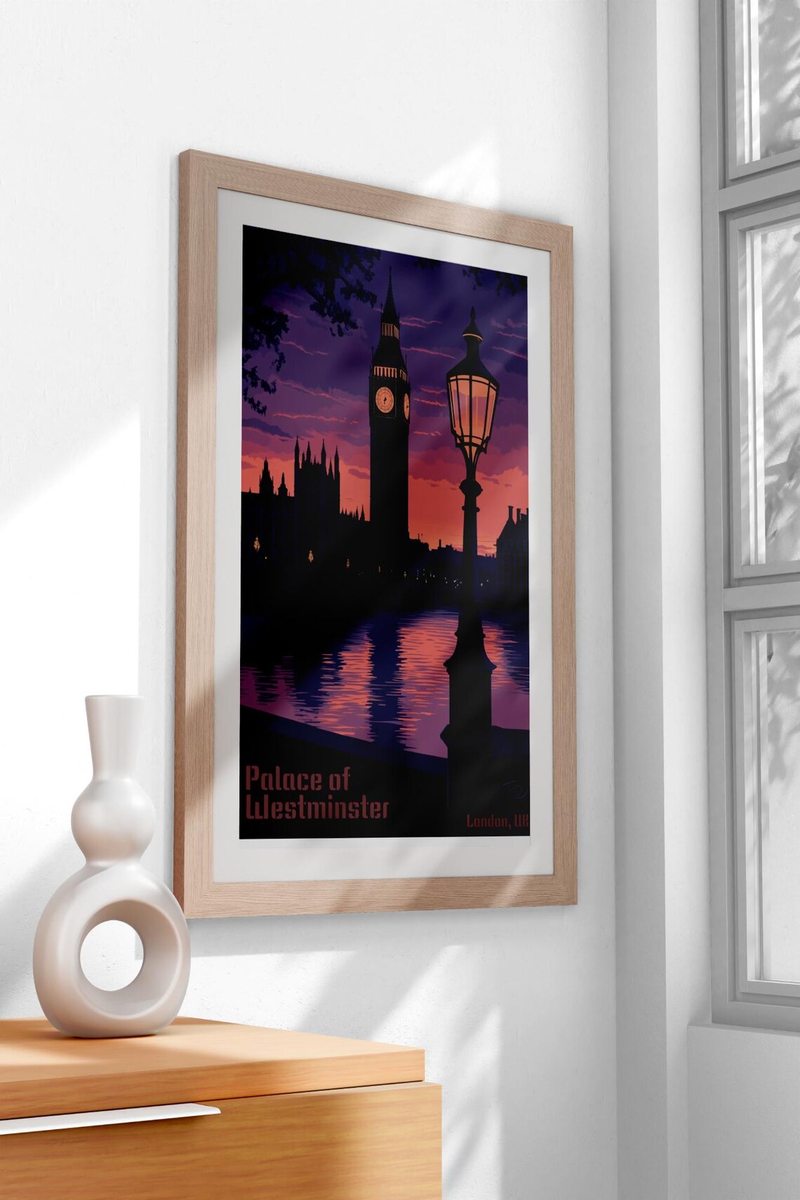 Vintage Palace of Westminster London Big Ben Sunset Art Poster - Image 3