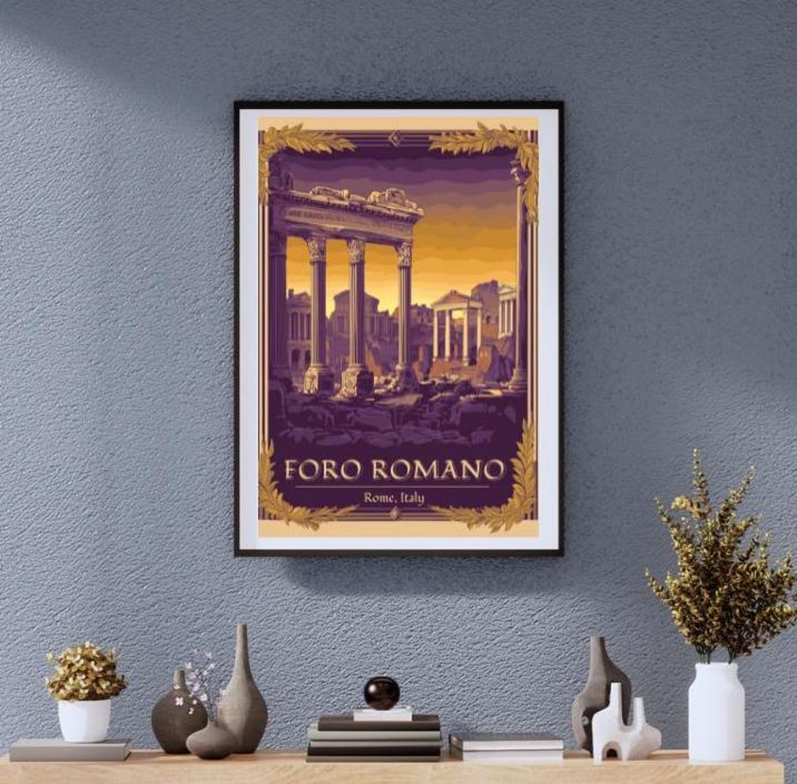 Vintage Foro Romano Rome Italy Ancient Columns Sunset Glow Poster
