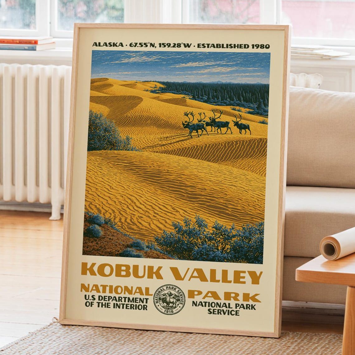 Kobuk Valley National Park Alaska Caribou Sand Dune Art Poster