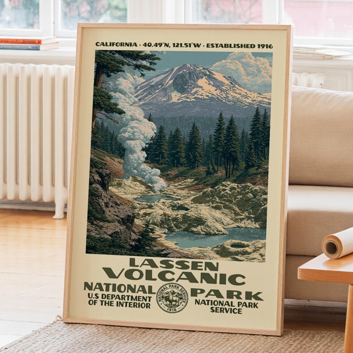 Lassen Volcanic National Park California Peak Steam Art Poster