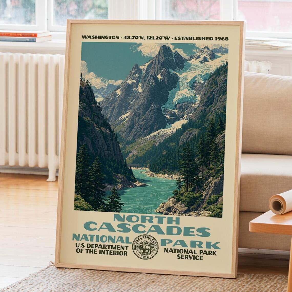 North Cascades National Park Vintage WPA Travel Poster
