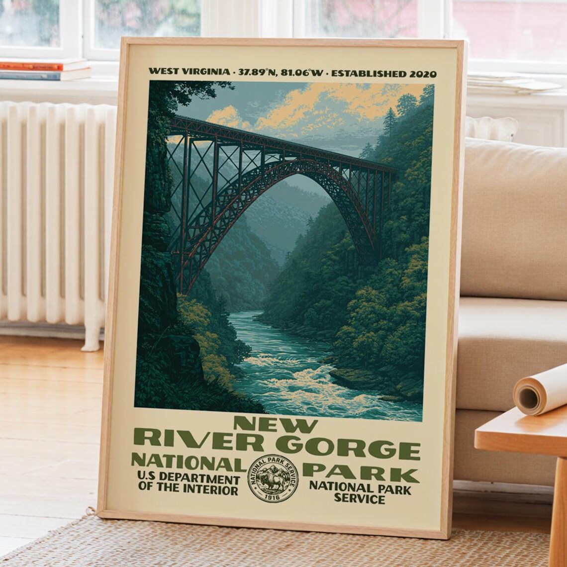 New River Gorge National Park Vintage Travel Poster