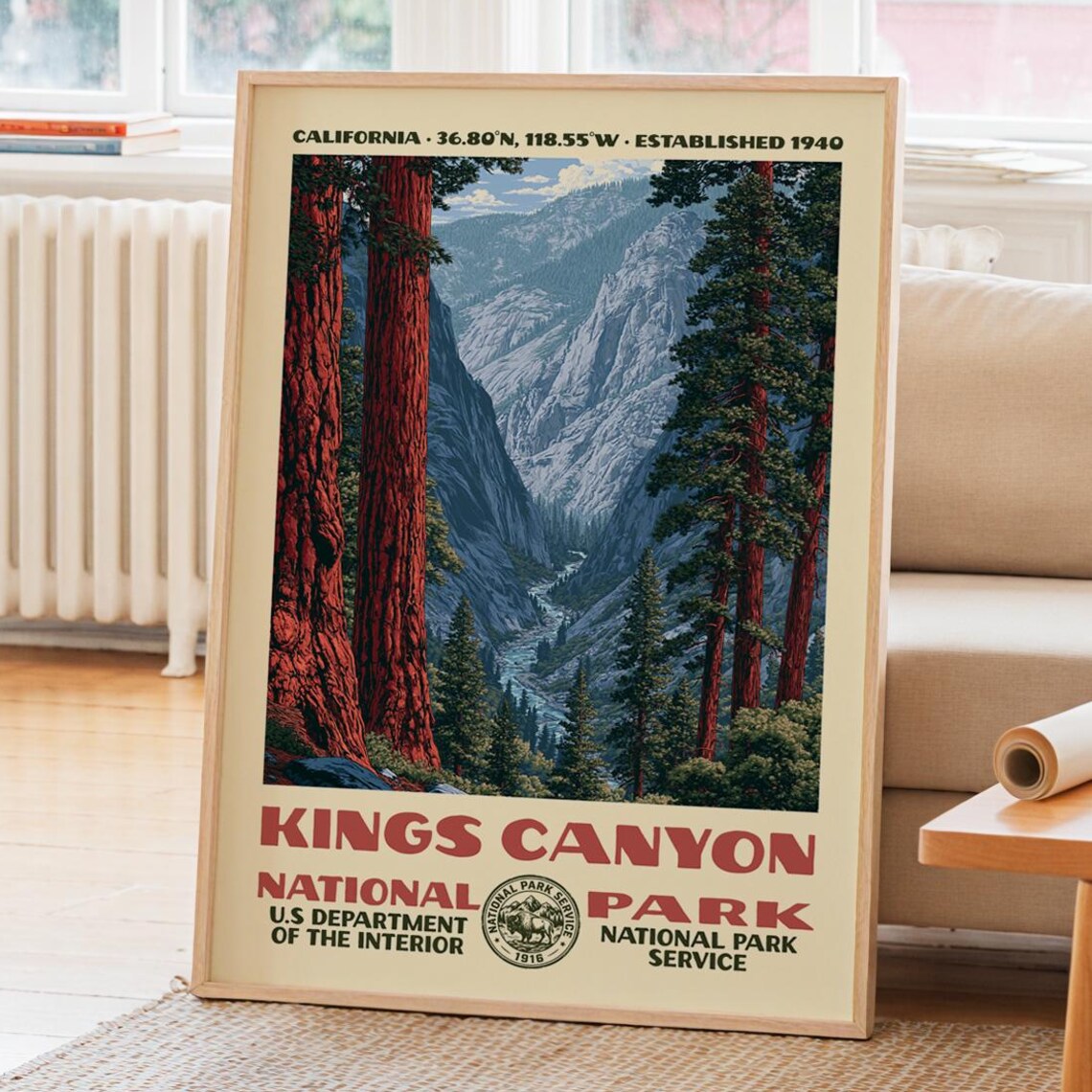 Kings Canyon National Park Vintage WPA Travel Poster