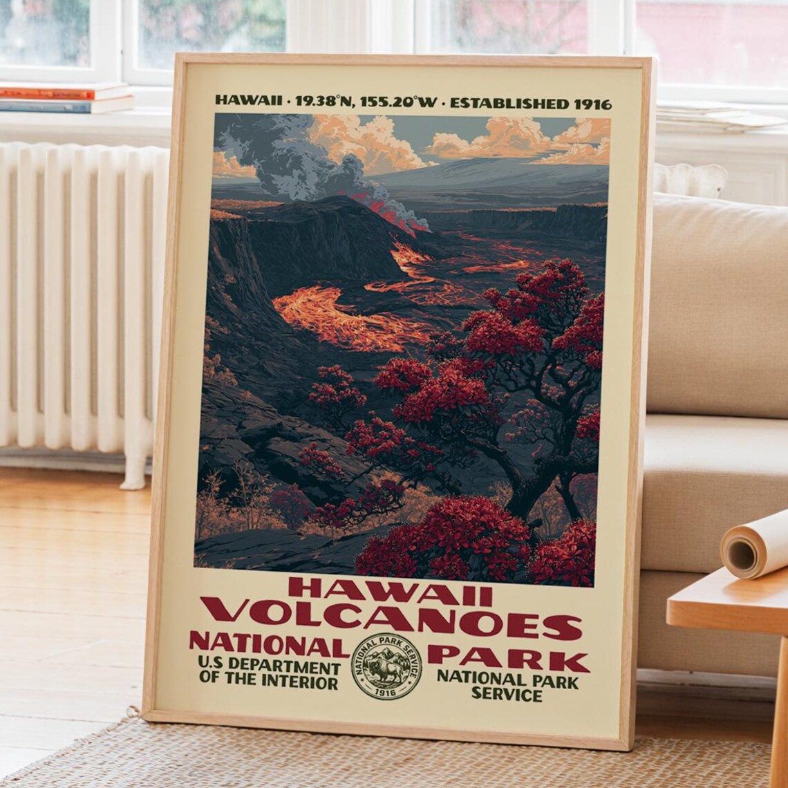 Hawaii Volcanoes National Park Vintage WPA Travel Poster