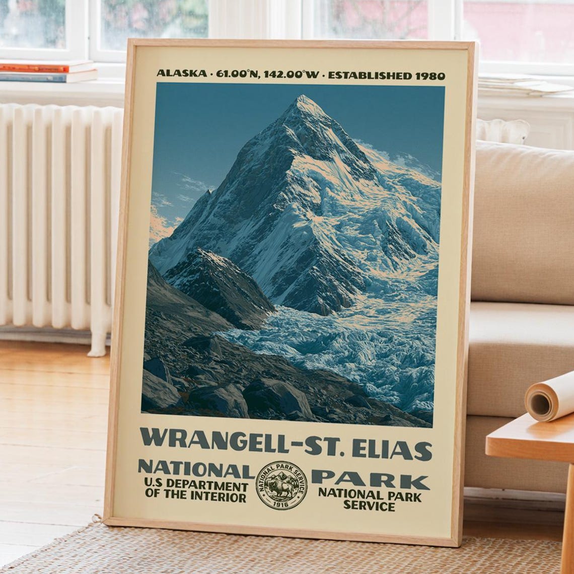 Wrangell St Elias National Park Alaska Glacier Peak Art Poster