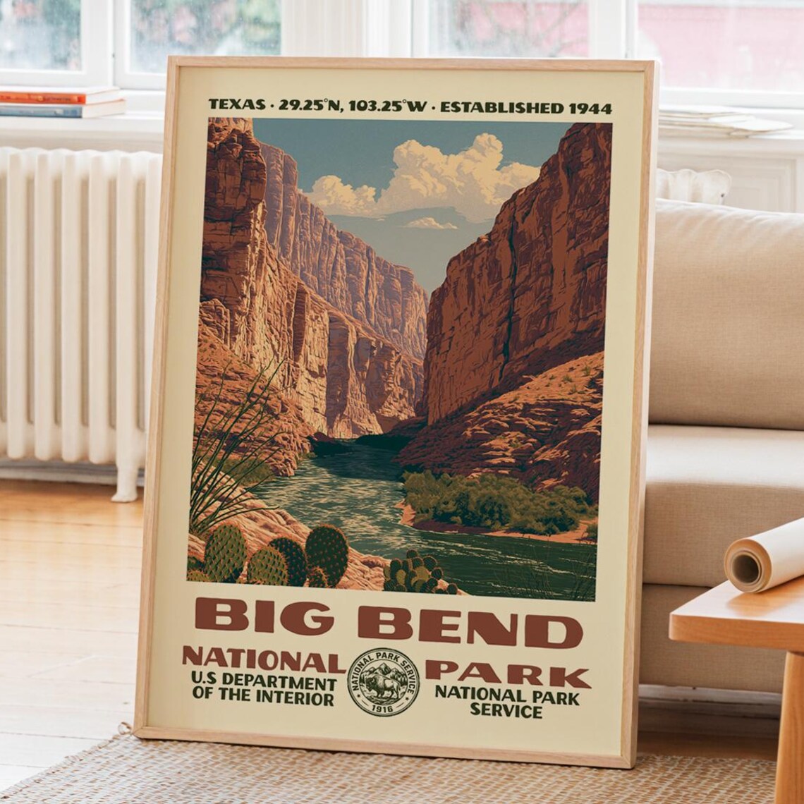 Big Bend National Park Texas Vintage WPA Style Travel Poster Art