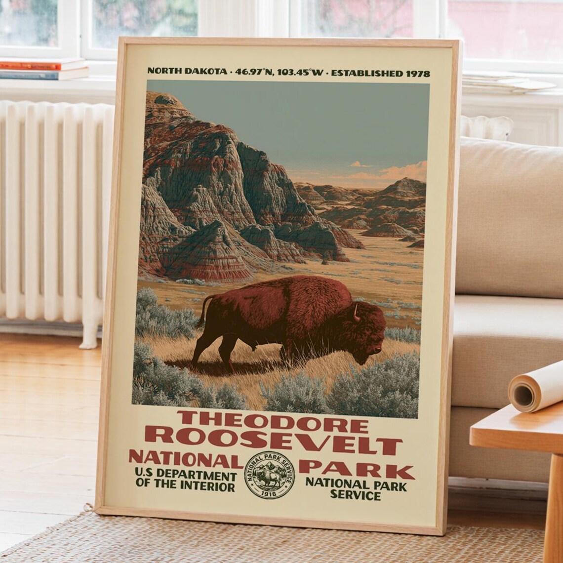Theodore Roosevelt National Park Vintage Travel Poster