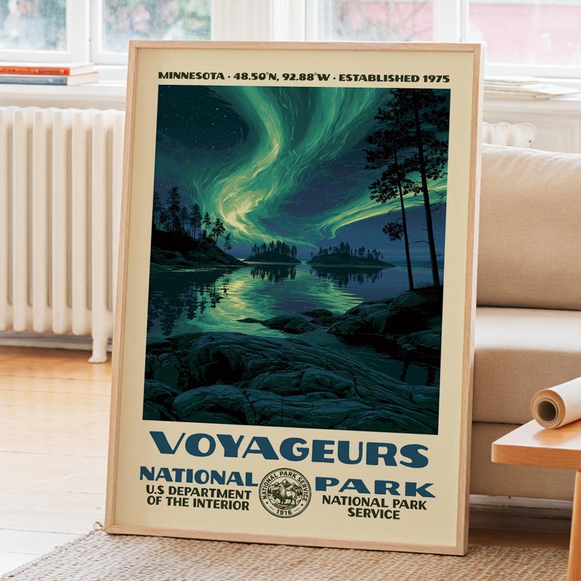 Voyageurs National Park Minnesota Northern Lights Lake Art Poster