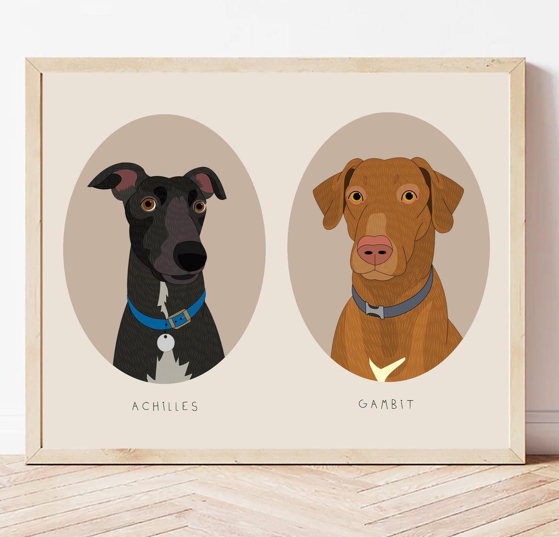 Custom Multi-Pet Portrait Gift Certificate 8x10 Art Print Gift - Image 3