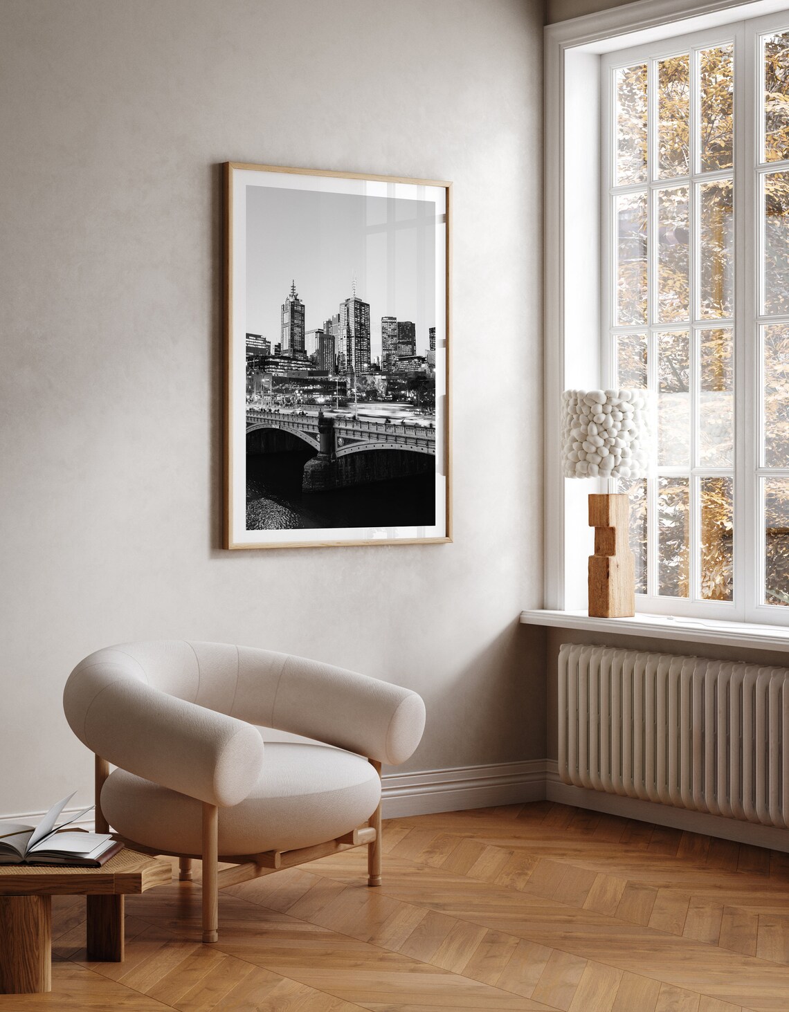Melbourne Princes Bridge River City Skyline Black And White Photography Poster - Image 3