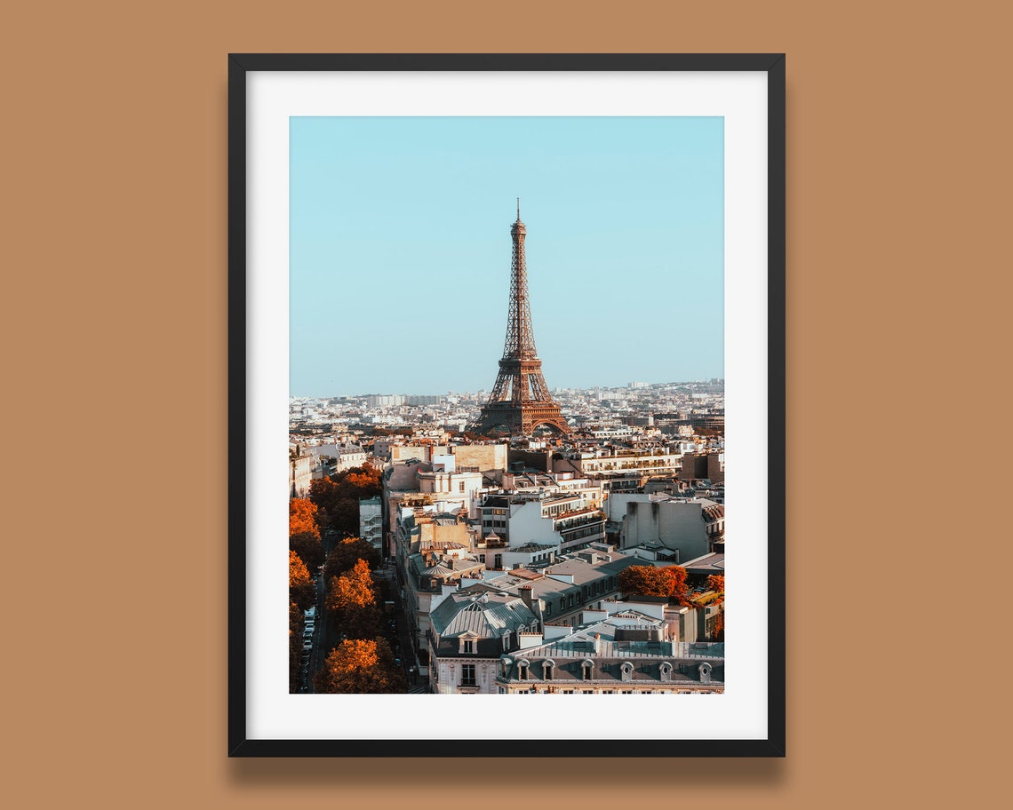 Eiffel Tower Paris Autumn Rooftops Aerial City View Photography Poster