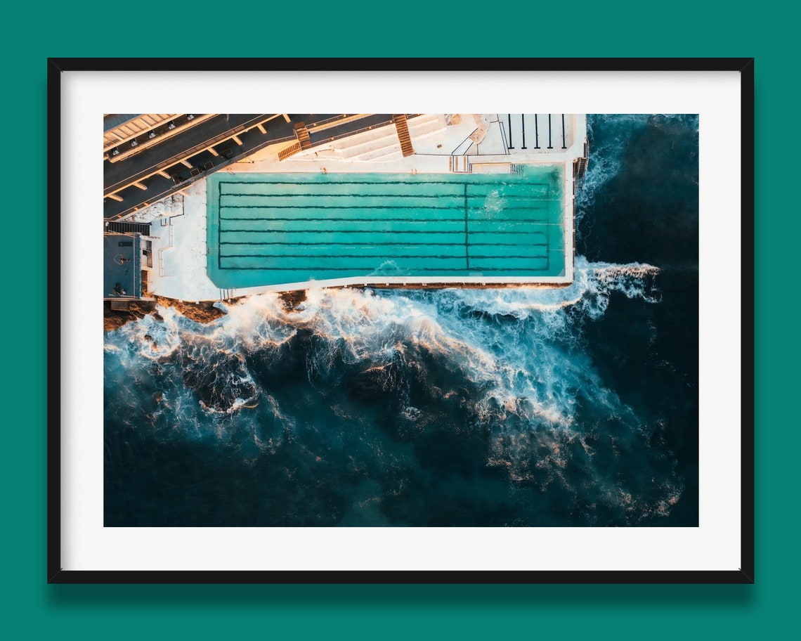 Bondi Beach Icebergs Ocean Pool Aerial Waves Crashing Sydney Poster