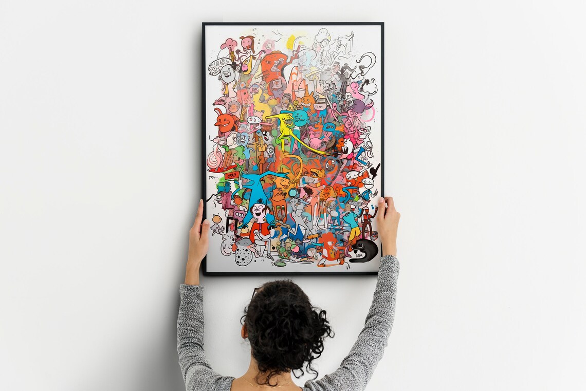 Pastel Cartoon Doodle Monster Collage Playful Kids Room Wall Art - Image 6