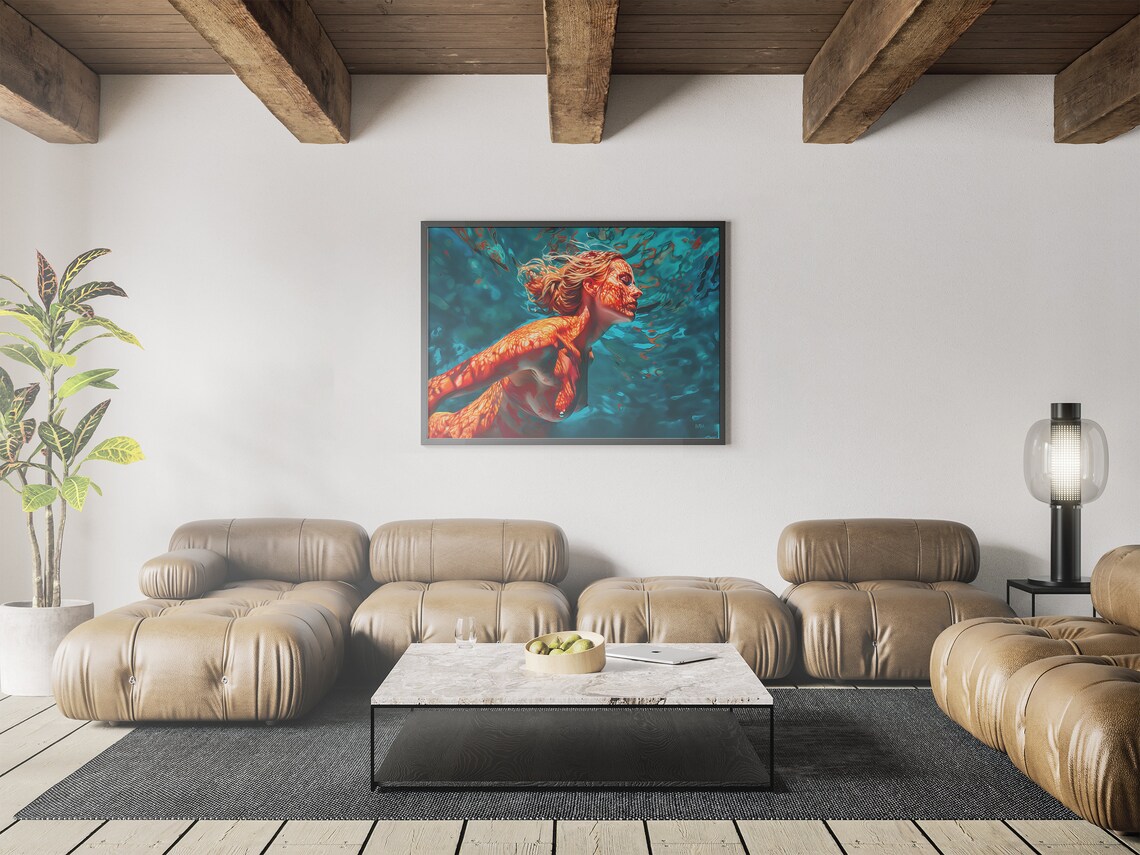 Sensual Female Body Submerged Serenity Art Print - Image 7
