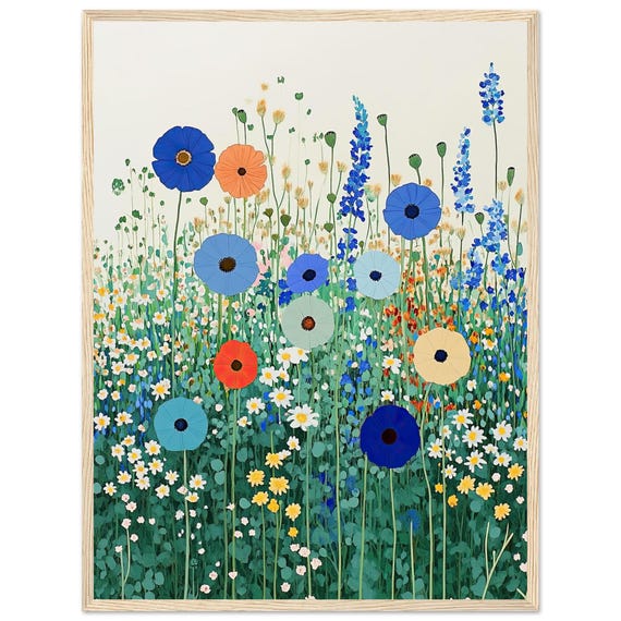 Wildflowers Field Watercolor Painting Print Colorful Poppies Garden Wall Art Botanical Artwork Meadow By Nataliaayuart