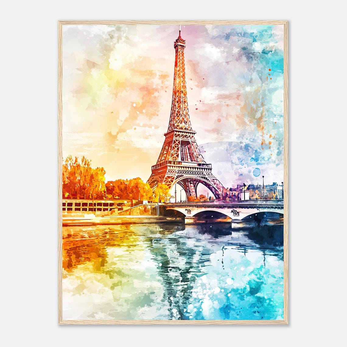 Eiffel Tower Paris Watercolor Painting Wall Art Print Paris Cityscape Art France Travel Poster Europe Wall Art Print Romantic Home Dcor