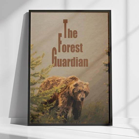 The Forest Guardian Animal Wall Art Decor Vintage Boho A3 Poster Rustic Minimalistic Custom Text