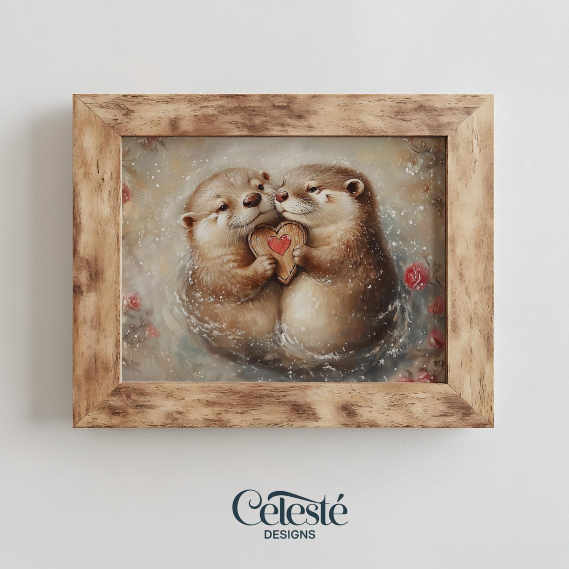 Otter Couple Art Print Romantic Nursery Decor