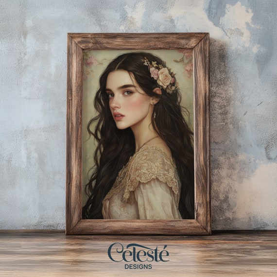 Vintage Portrait Art Print Elegant Feminine Wall Decor