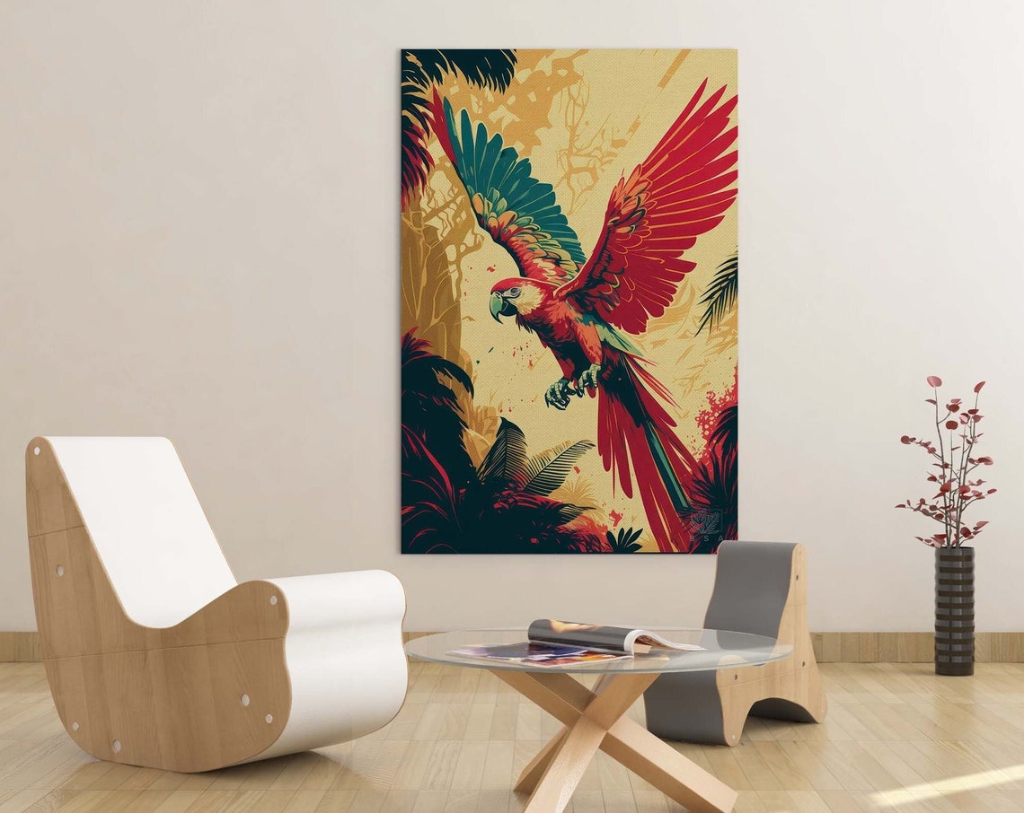 Scarlet Macaw In Flight Poster Bold Red Tropical Parrot Jungle Art - Image 3