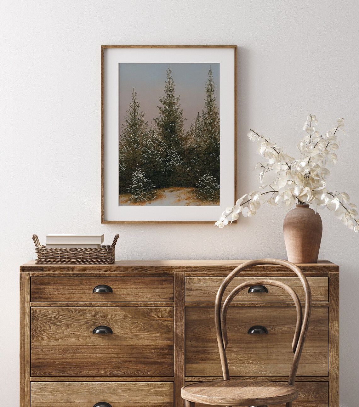 Christmas Tree Farm Christmas Eve, Vintage Oil Painting Print - Image 3