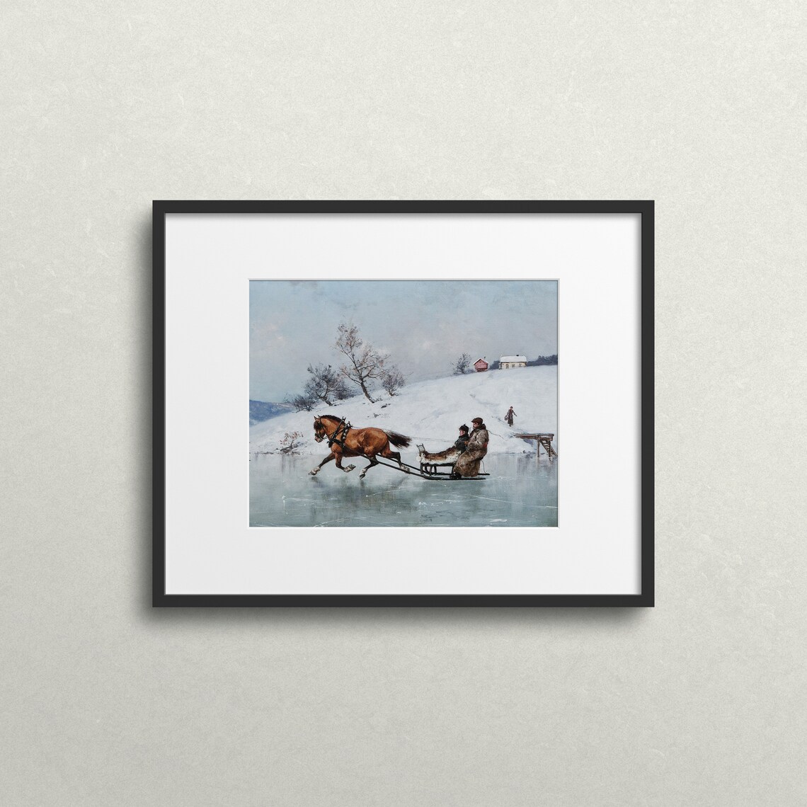 Christmas Sleigh Ride Vintage Winter Landscape Art Print - Image 2