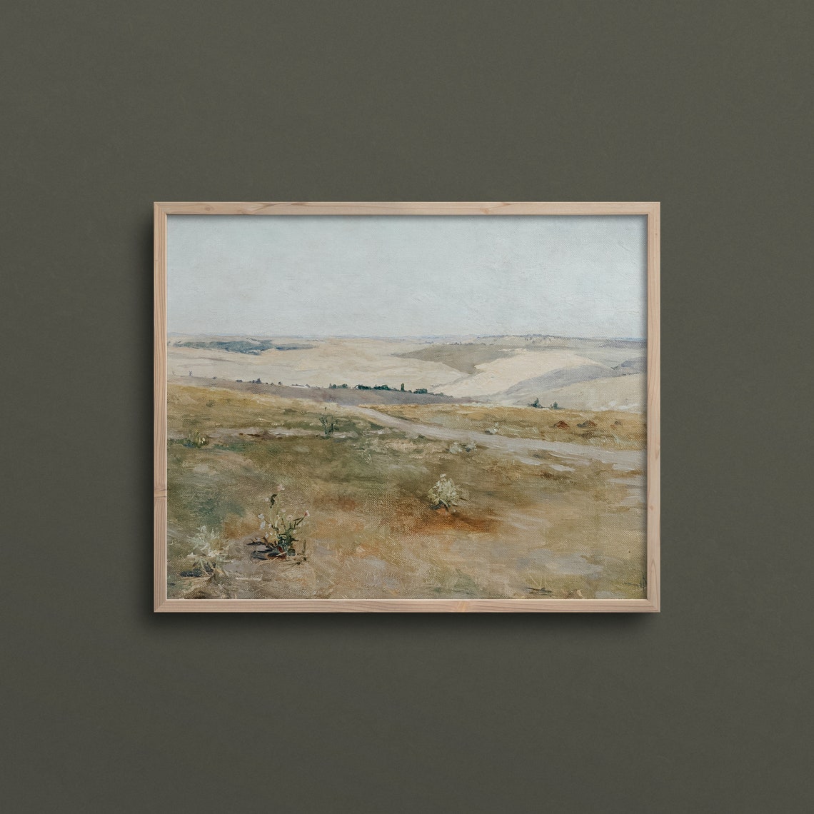 Desert Meadow French Country Wall Art Countryside Landscape Oil Painting Vintage Landscape Painting L246 - Image 2