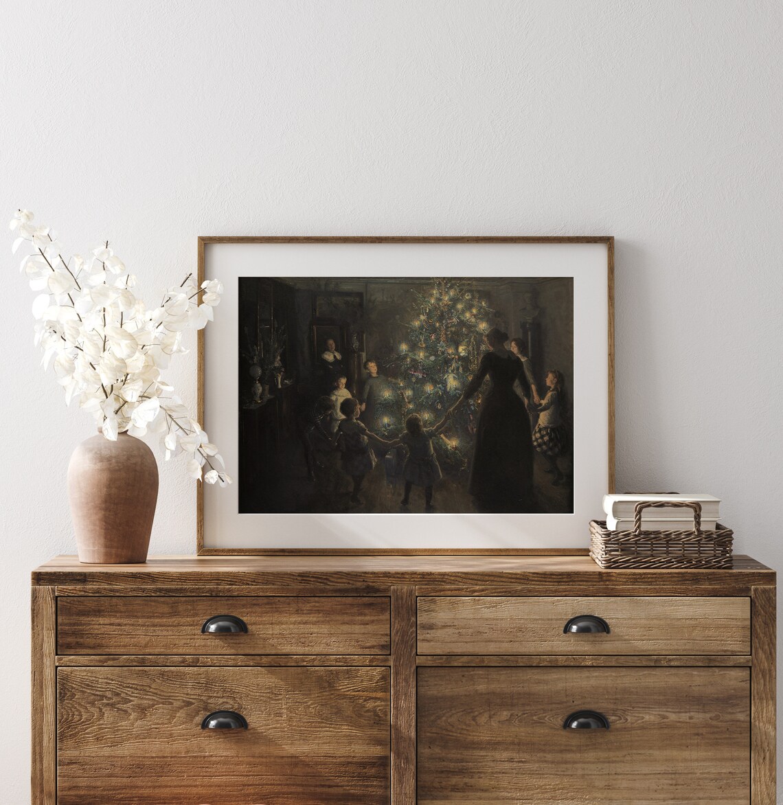 O Holy Night Christmas Tree Vintage Art Print - Image 3