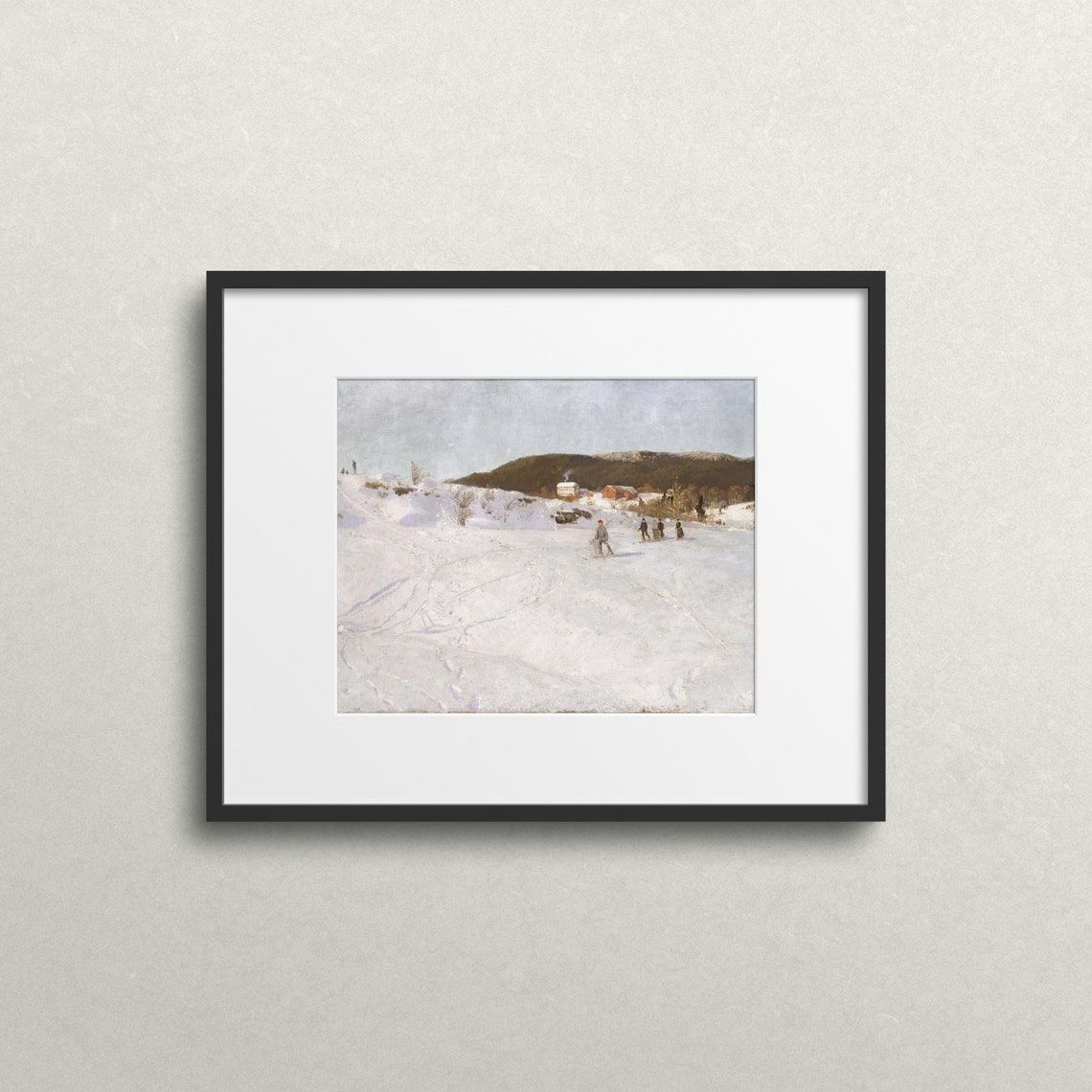 Utah Ski Slope Painting Vintage Winter Landscape Painting Vintage Winter Art Print Winter Skiers Painting L140 - Image 2