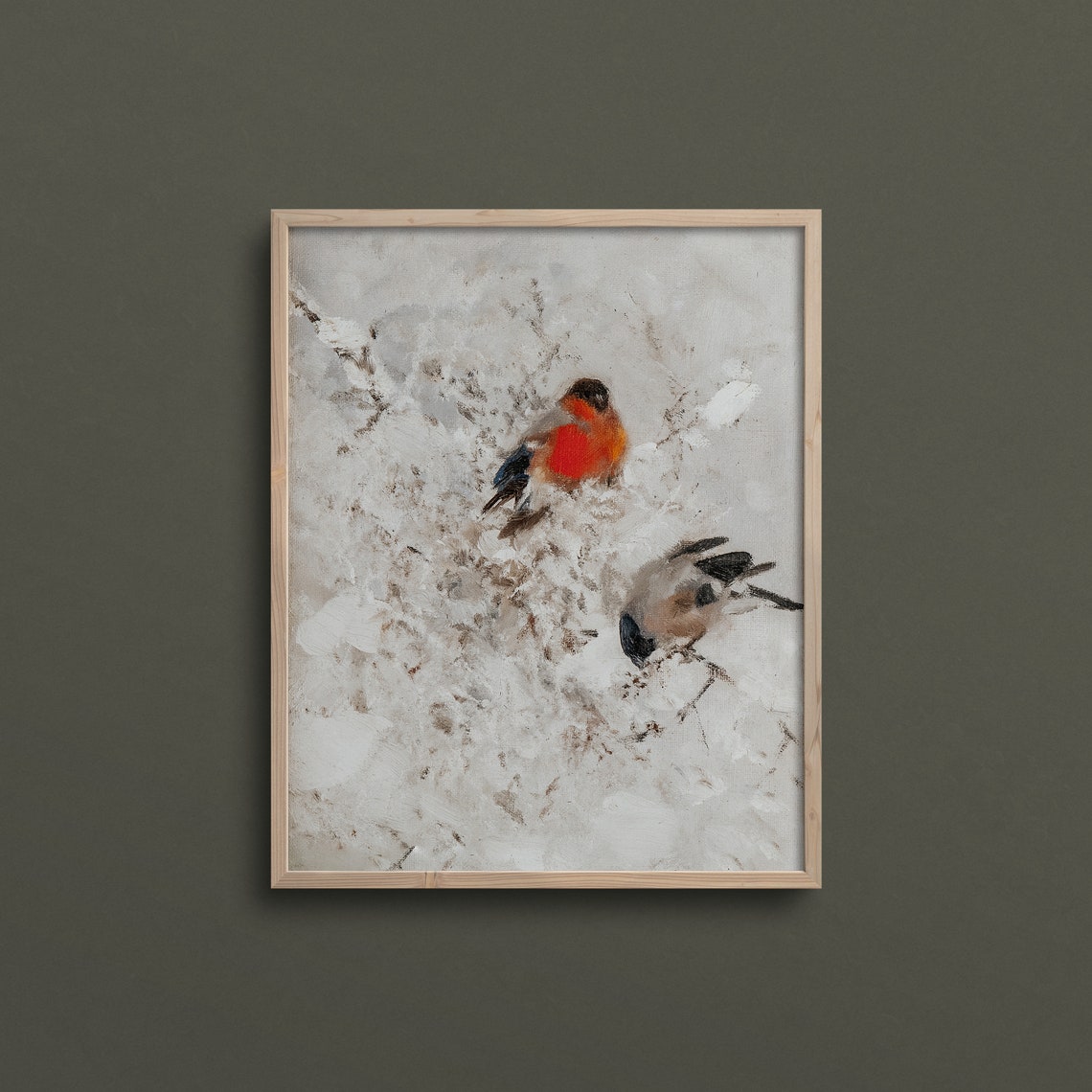 Winter Bullfinch Birds Snowy Branches Vintage Wildlife Art Poster - Image 3