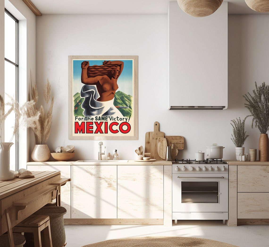 Mexico For The Same Victory! Wartime Allegorical Woman Vintage Poster - Image 2