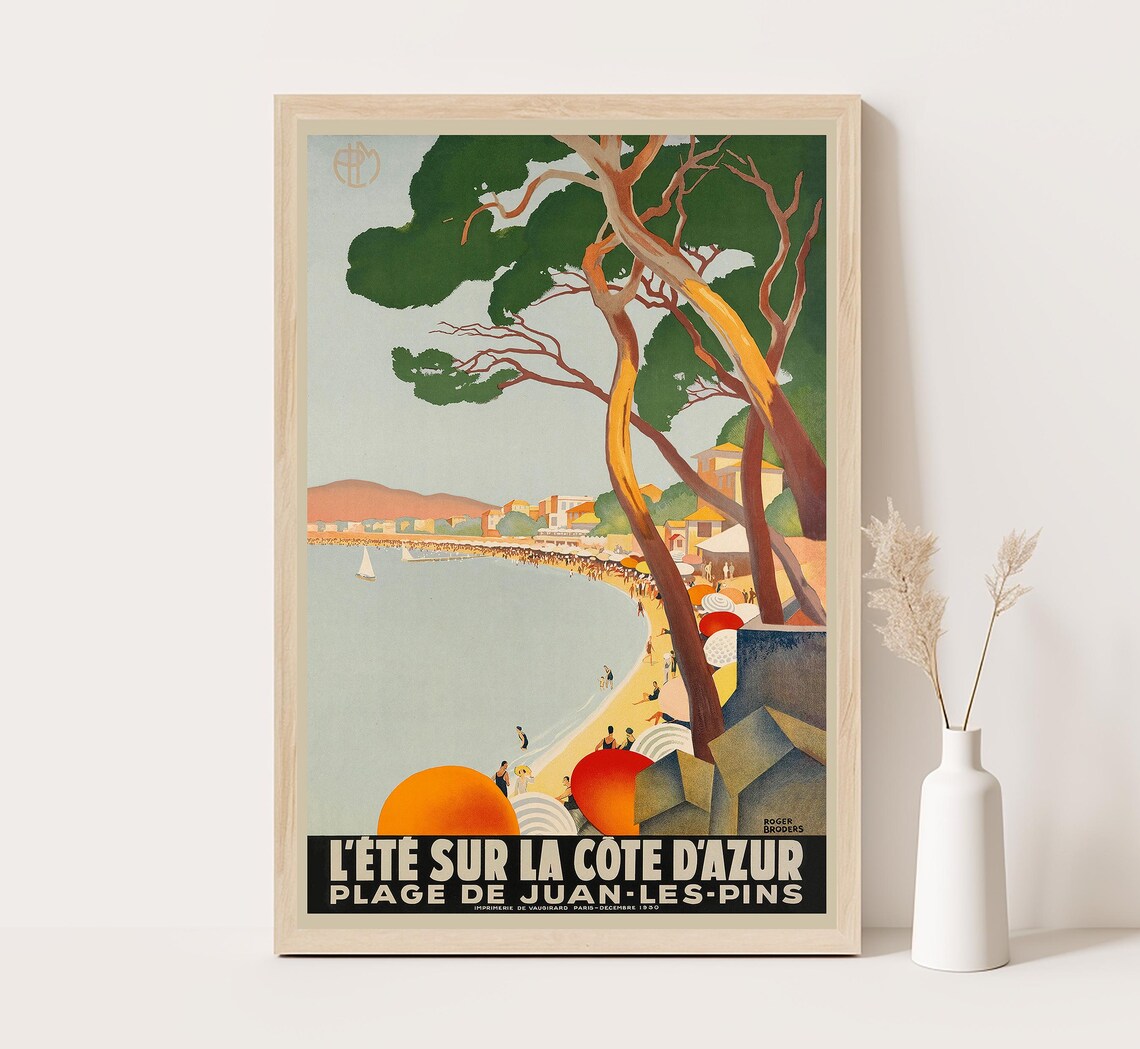 Cote D Azur by Roger Broders, Vintage Travel Poster