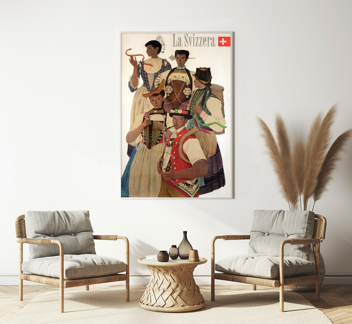 La Svizzera Vintage Travel Poster, Swiss Culture - Image 3