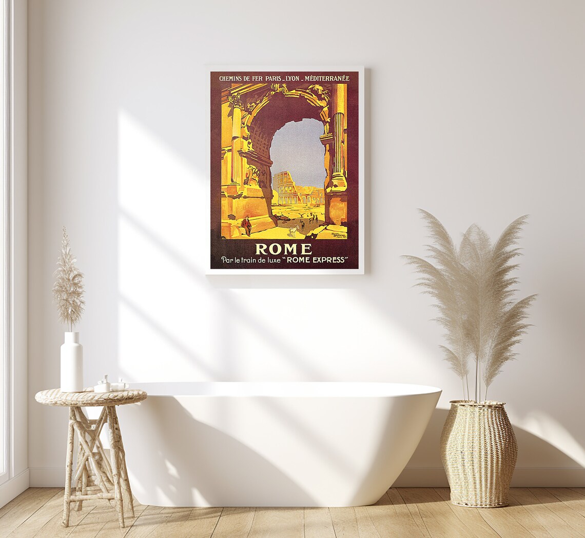 Rome Italy Arch Of Titus Colosseum Rome Express Vintage Train Poster - Image 2