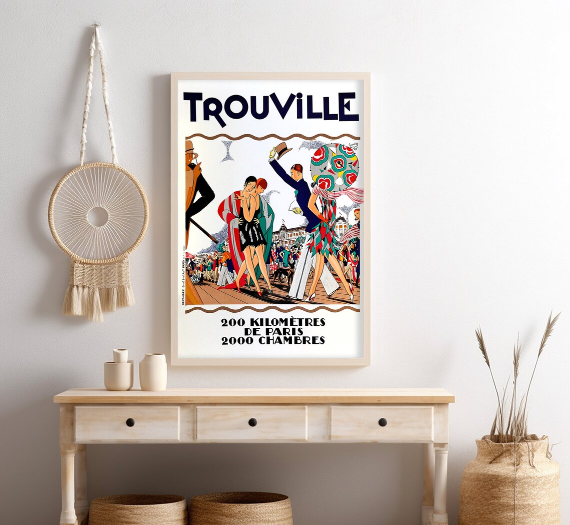 Trouville France Boardwalk Flappers Paris 200km Art Deco Travel Poster - Image 4