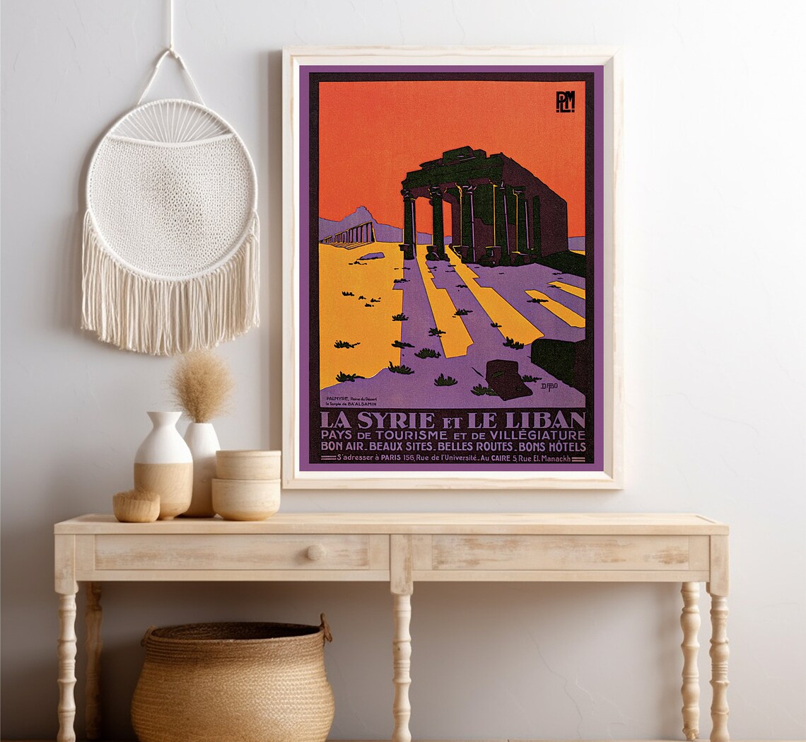 La Syrie Et Le Liban Palmyra Baalshamin Ruins Desert Travel Poster - Image 4